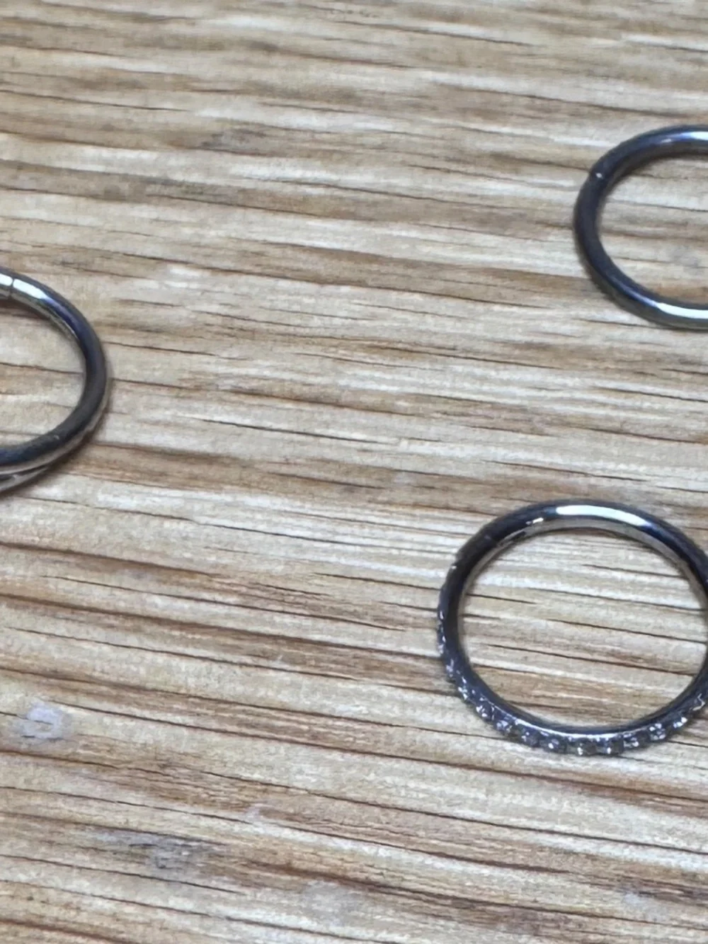 New Set of 3 10mm Stainless Steel Single Earrings 5/8 In Round 3 Different Hoops